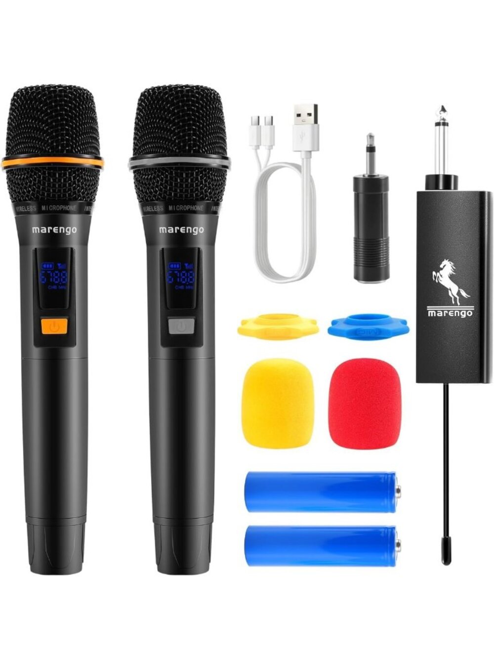 Dual UHF Wireless Microphones, All-Metal Design, 40H Battery Life, 260FT Range